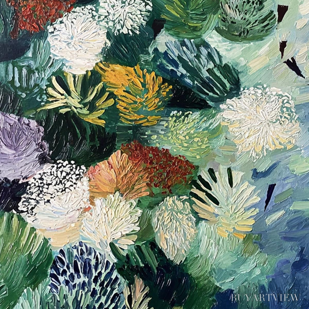ARTOVITAS River of Blooms – Textured Palette Knife Abstract Floral Painting - image 3