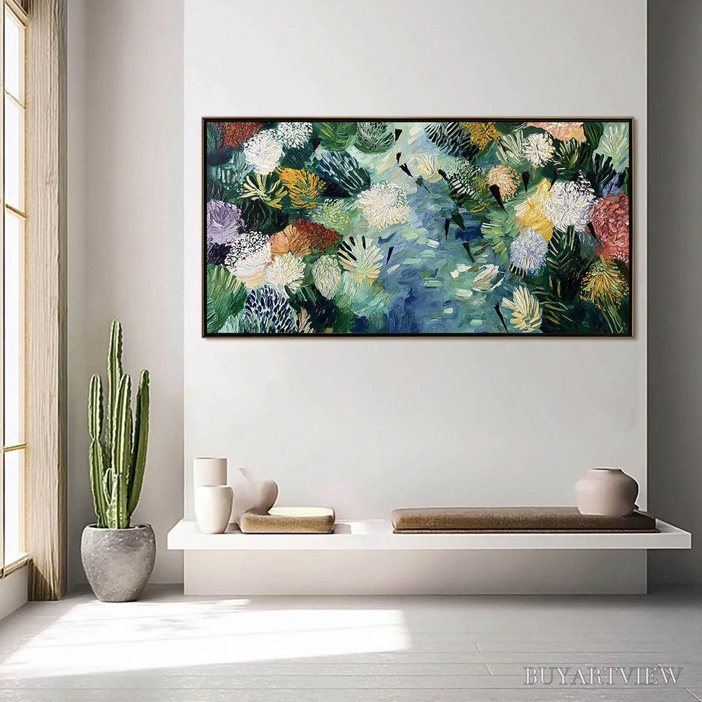 ARTOVITAS River of Blooms – Textured Palette Knife Abstract Floral Painting - image 4