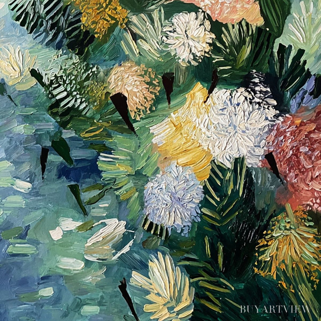 ARTOVITAS River of Blooms – Textured Palette Knife Abstract Floral Painting - image 5