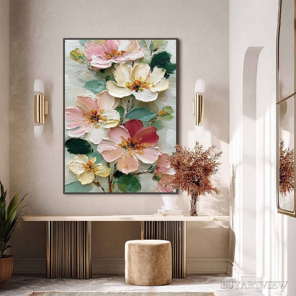 ARTOVITAS Petal Serenade – Vertical Textured Impasto Floral Oil Painting - image 2