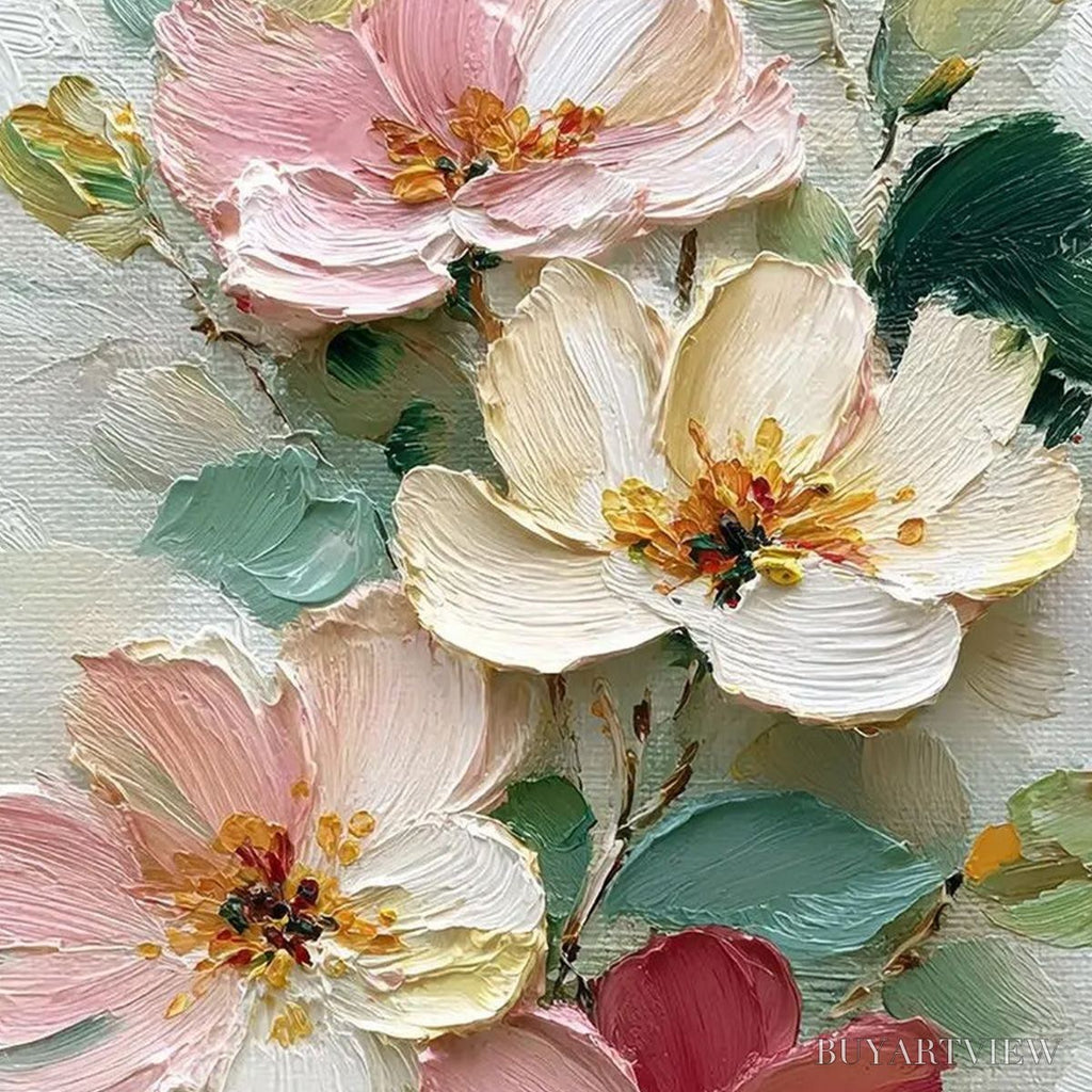 ARTOVITAS Petal Serenade – Vertical Textured Impasto Floral Oil Painting - image 3