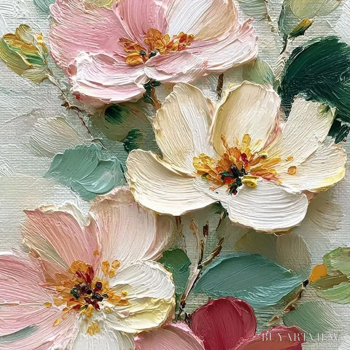 ARTOVITAS Petal Serenade – Vertical Textured Impasto Floral Oil Painting - image 3