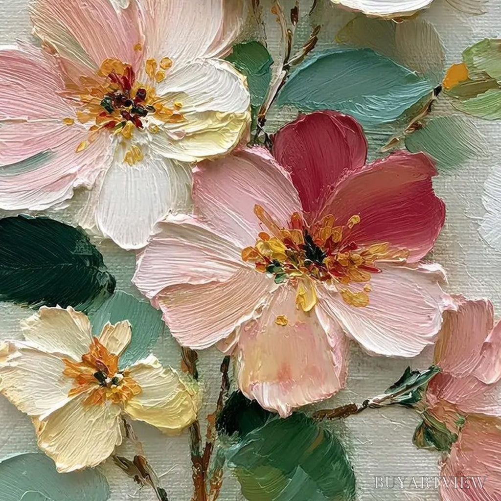 ARTOVITAS Petal Serenade – Vertical Textured Impasto Floral Oil Painting - image 5