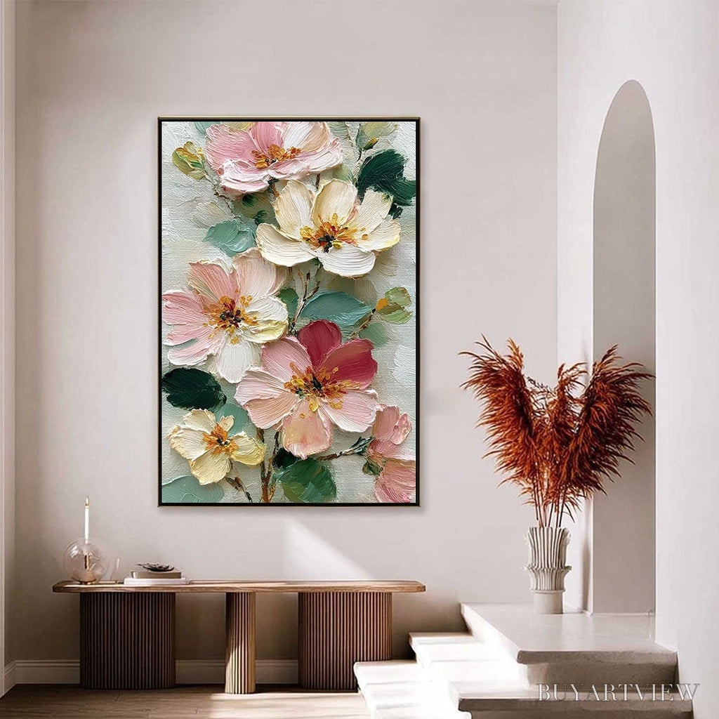 ARTOVITAS Petal Serenade – Vertical Textured Impasto Floral Oil Painting - image 6