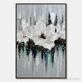 ARTOVITAS Echoes in White – Textured White Flower Impasto Oil Painting with Gold Accents - image 1