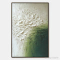 ARTOVITAS Verdant Bloom – Textured Green and White Wabi Sabi Abstract Painting - image 1