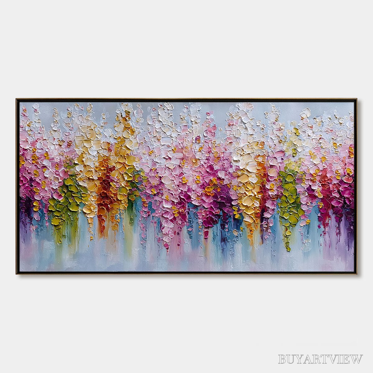 ARTOVITAS Floral Cascade – Colorful Abstract Floral Impasto Palette Knife Painting - image 1
