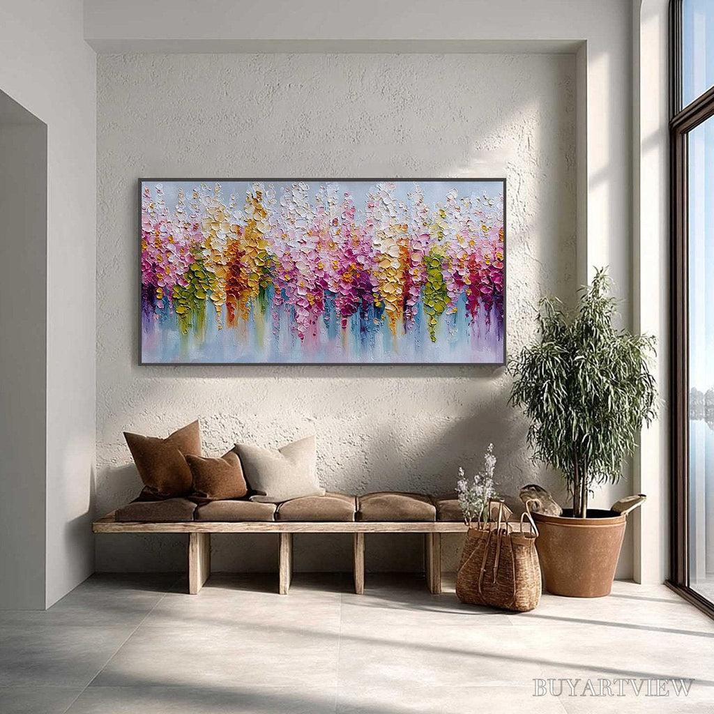 ARTOVITAS Floral Cascade – Colorful Abstract Floral Impasto Palette Knife Painting - image 2