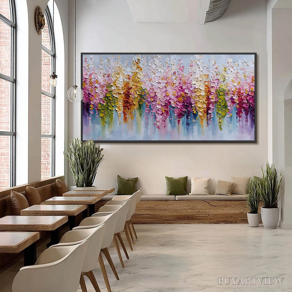 ARTOVITAS Floral Cascade – Colorful Abstract Floral Impasto Palette Knife Painting - image 6