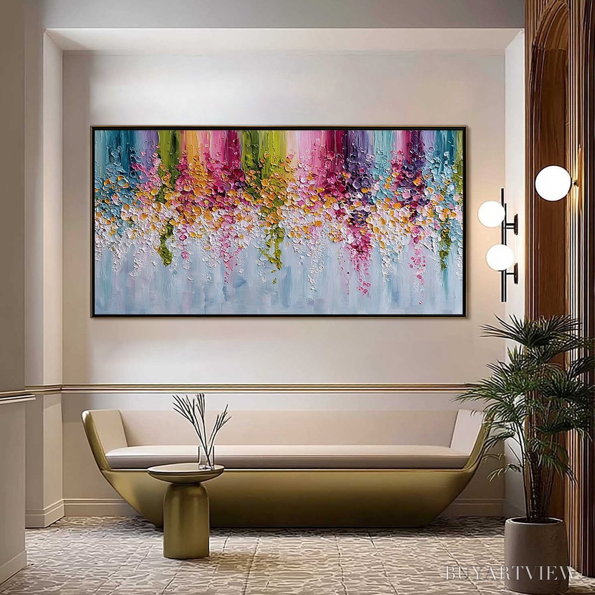 ARTOVITAS Petal Rain – Heavy Texture Impasto Floral Abstract Painting - image 2