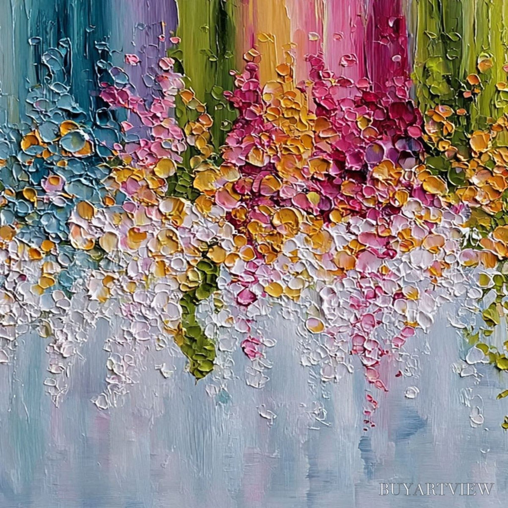 ARTOVITAS Petal Rain – Heavy Texture Impasto Floral Abstract Painting - image 3