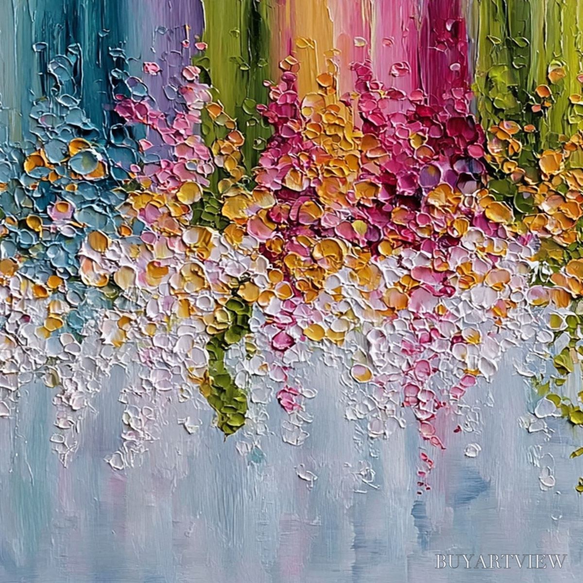 ARTOVITAS Petal Rain – Heavy Texture Impasto Floral Abstract Painting - image 3