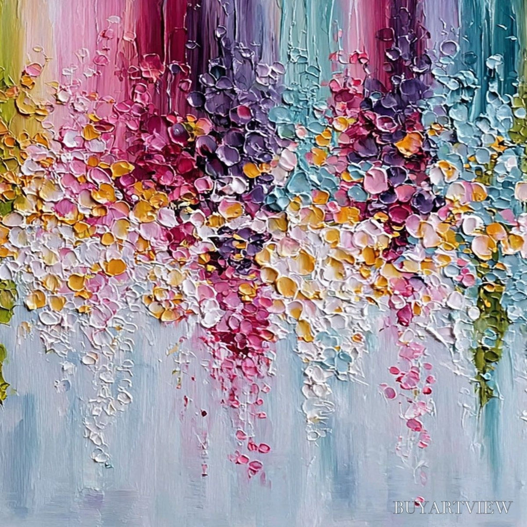 ARTOVITAS Petal Rain – Heavy Texture Impasto Floral Abstract Painting - image 5