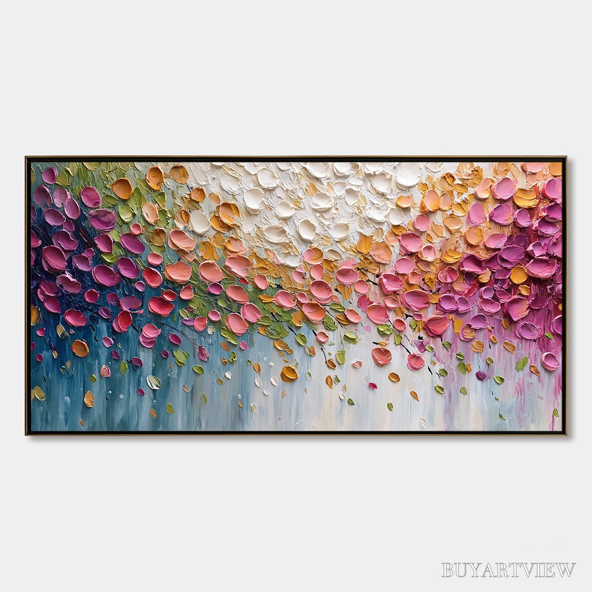 ARTOVITAS Petal Cascade – Colorful Textured Floral Impasto - image 1