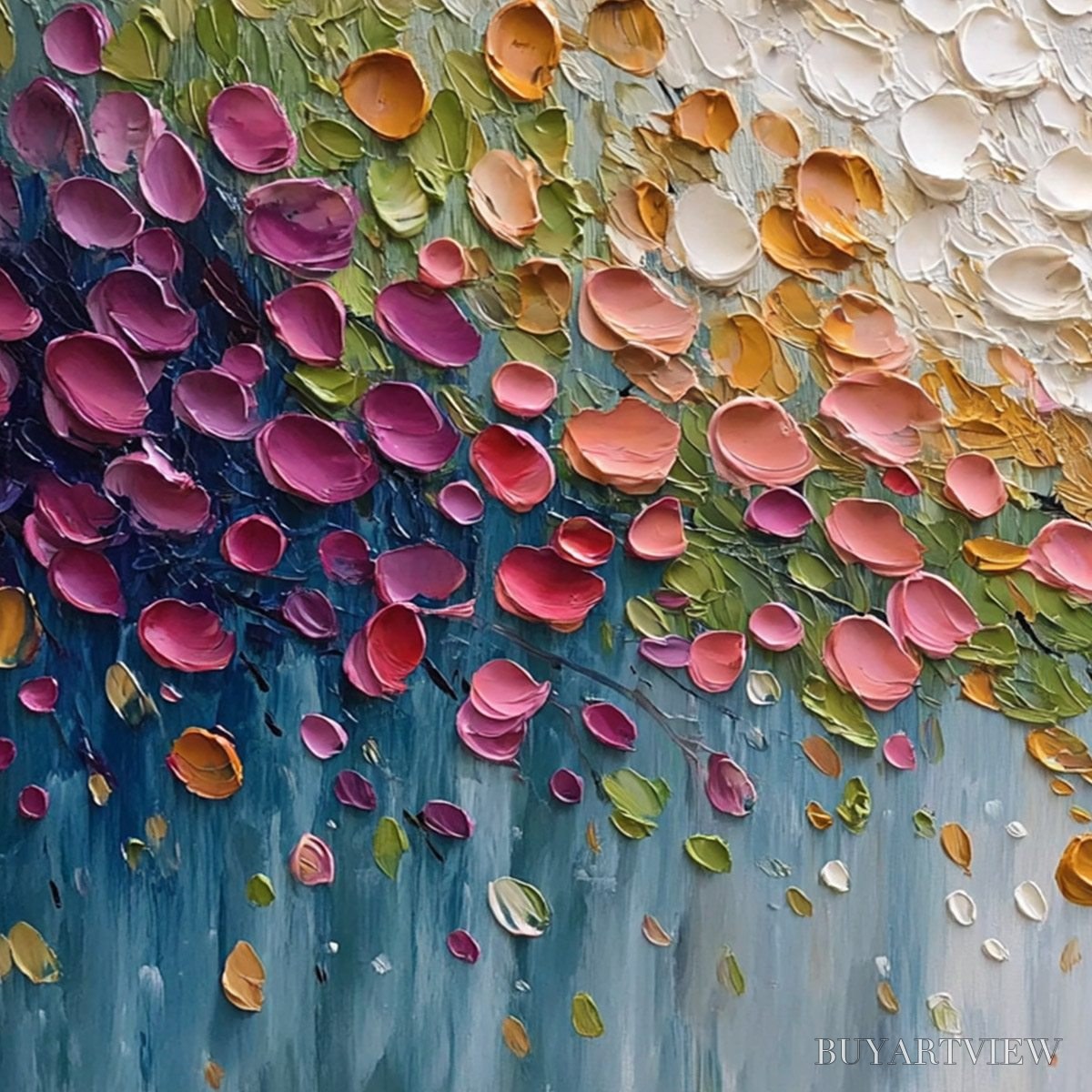 ARTOVITAS Petal Cascade – Colorful Textured Floral Impasto - image 3