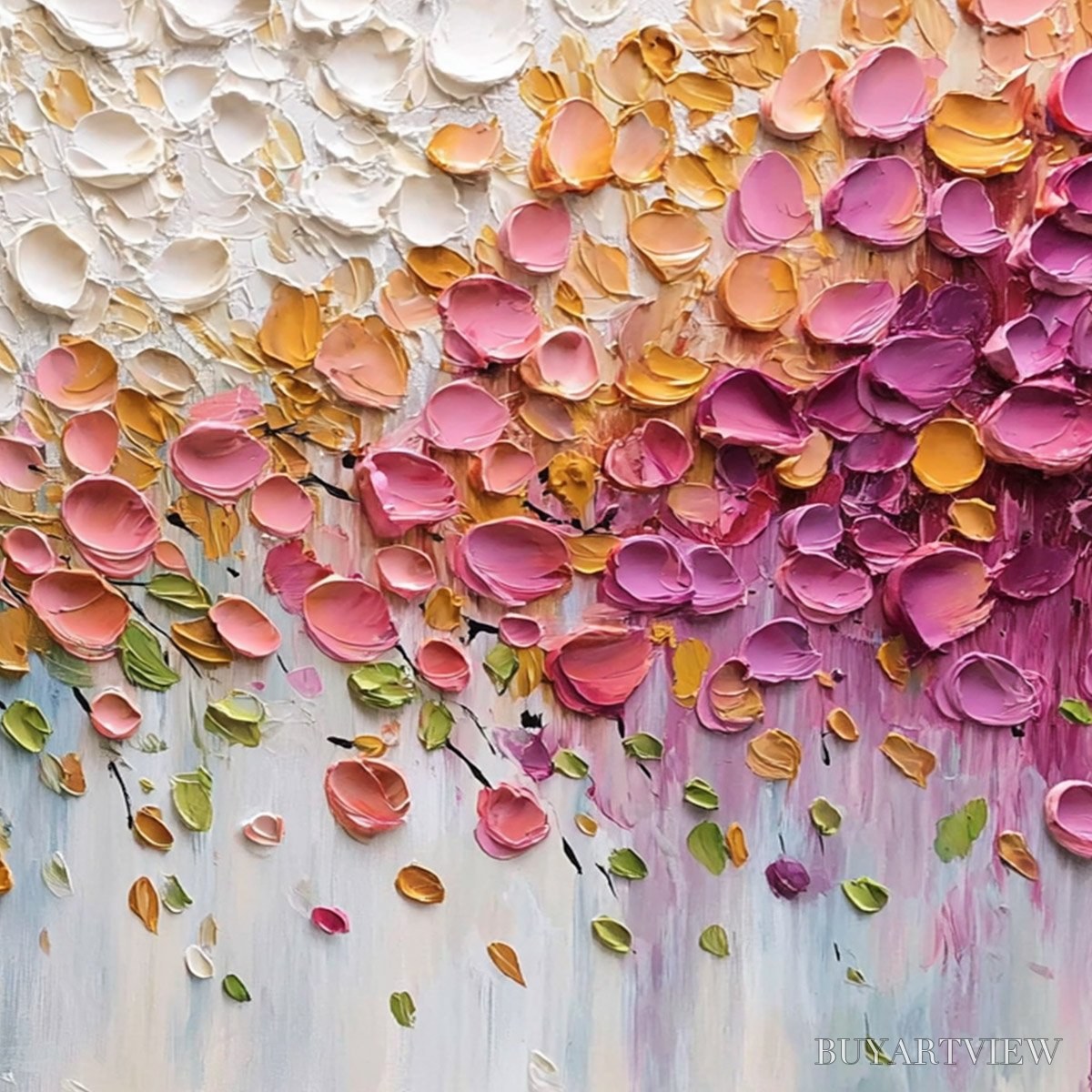 ARTOVITAS Petal Cascade – Colorful Textured Floral Impasto - image 5