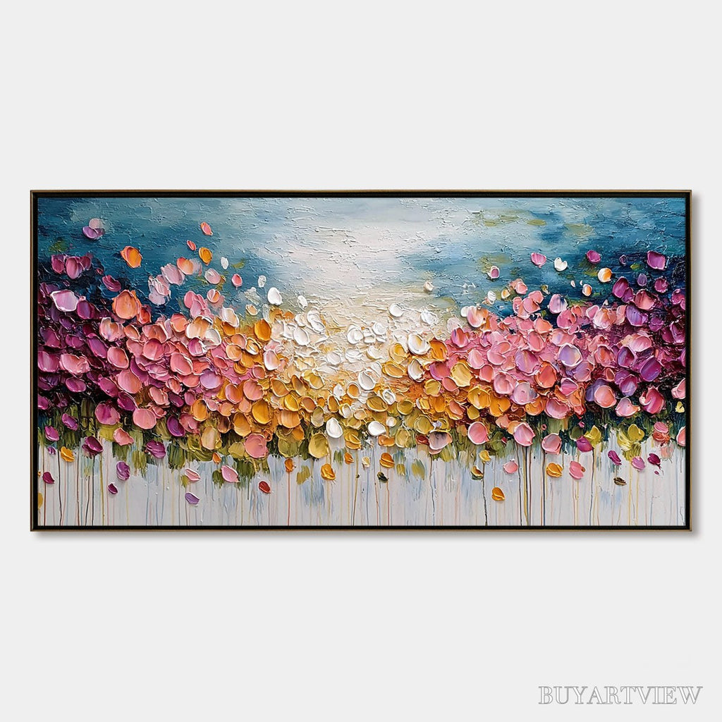 ARTOVITAS Floral Confetti – Vibrant Textured Palette Knife Floral Landscape Painting - image 1