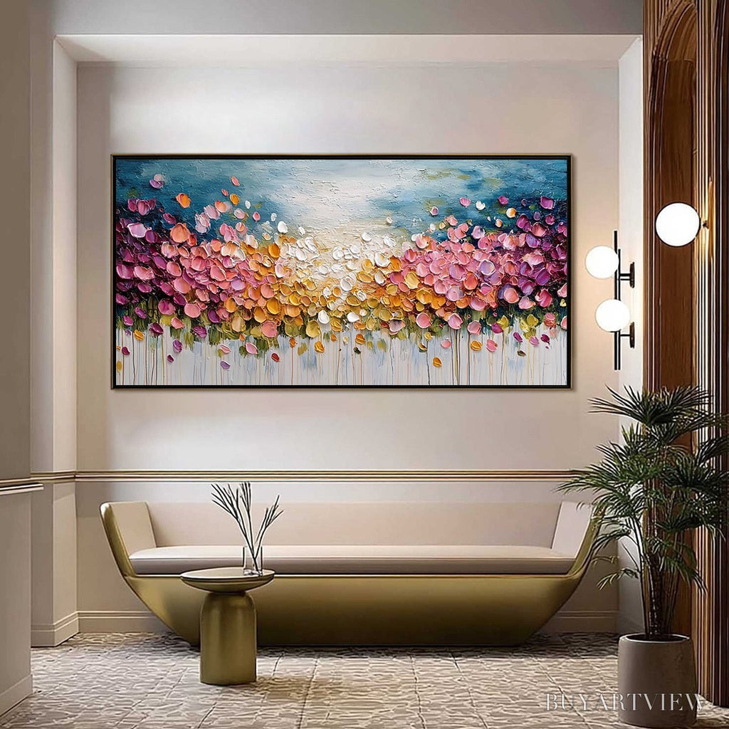 ARTOVITAS Floral Confetti – Vibrant Textured Palette Knife Floral Landscape Painting - image 2