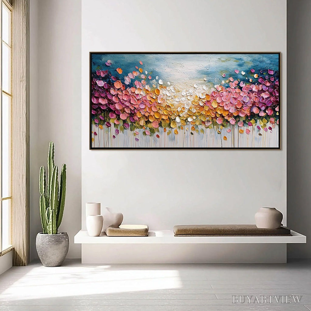 ARTOVITAS Floral Confetti – Vibrant Textured Palette Knife Floral Landscape Painting - image 4