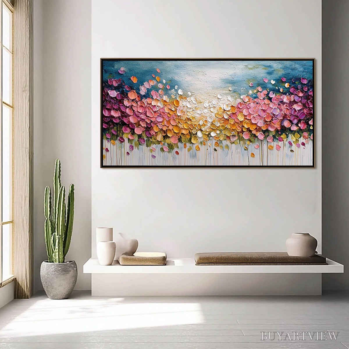 ARTOVITAS Floral Confetti – Vibrant Textured Palette Knife Floral Landscape Painting - image 4