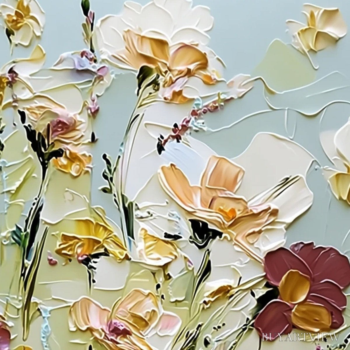 ARTOVITAS Garden Serenade Impasto Floral Painting | Textured Oil - image 3