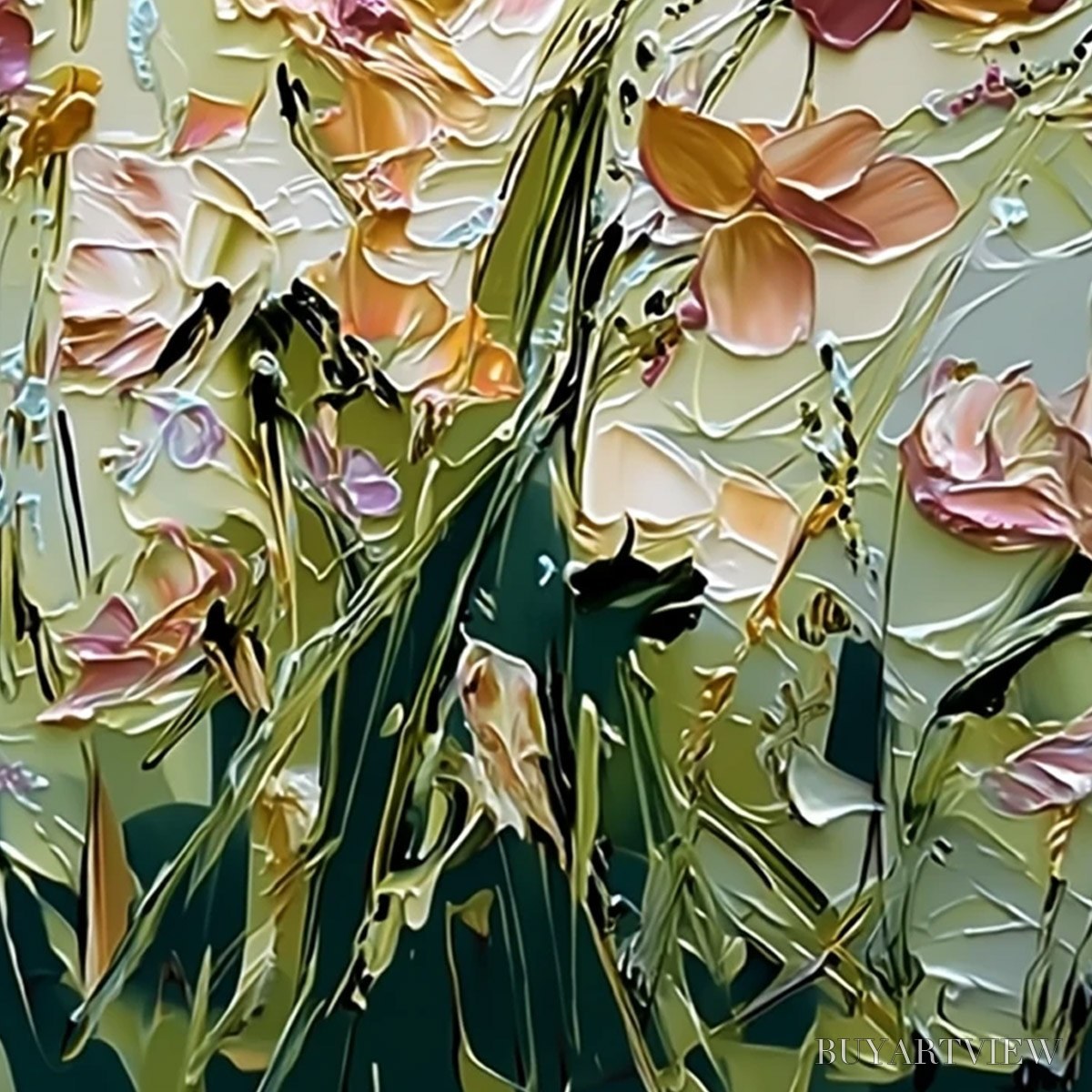 ARTOVITAS Garden Serenade Impasto Floral Painting | Textured Oil - image 5