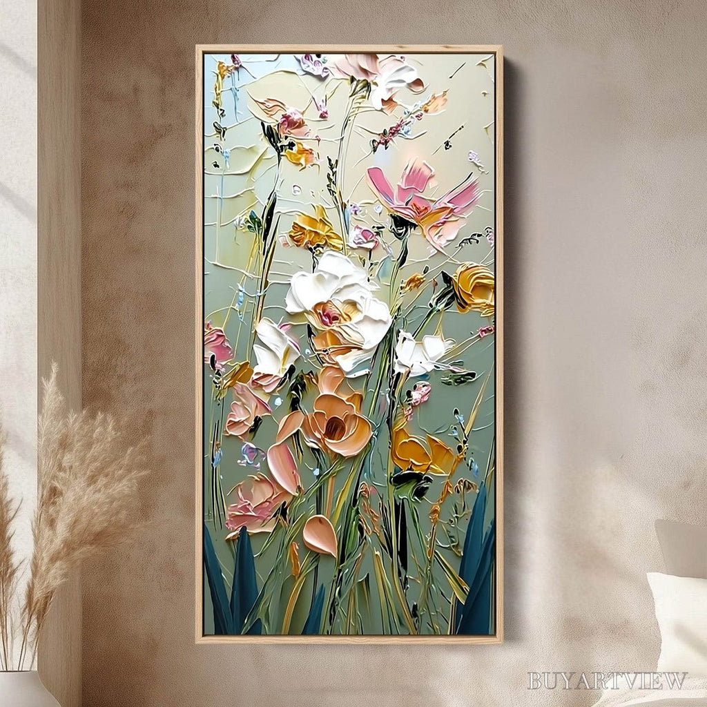 ARTOVITAS Garden Whispers – Vertical Palette Knife Floral Impasto - image 2