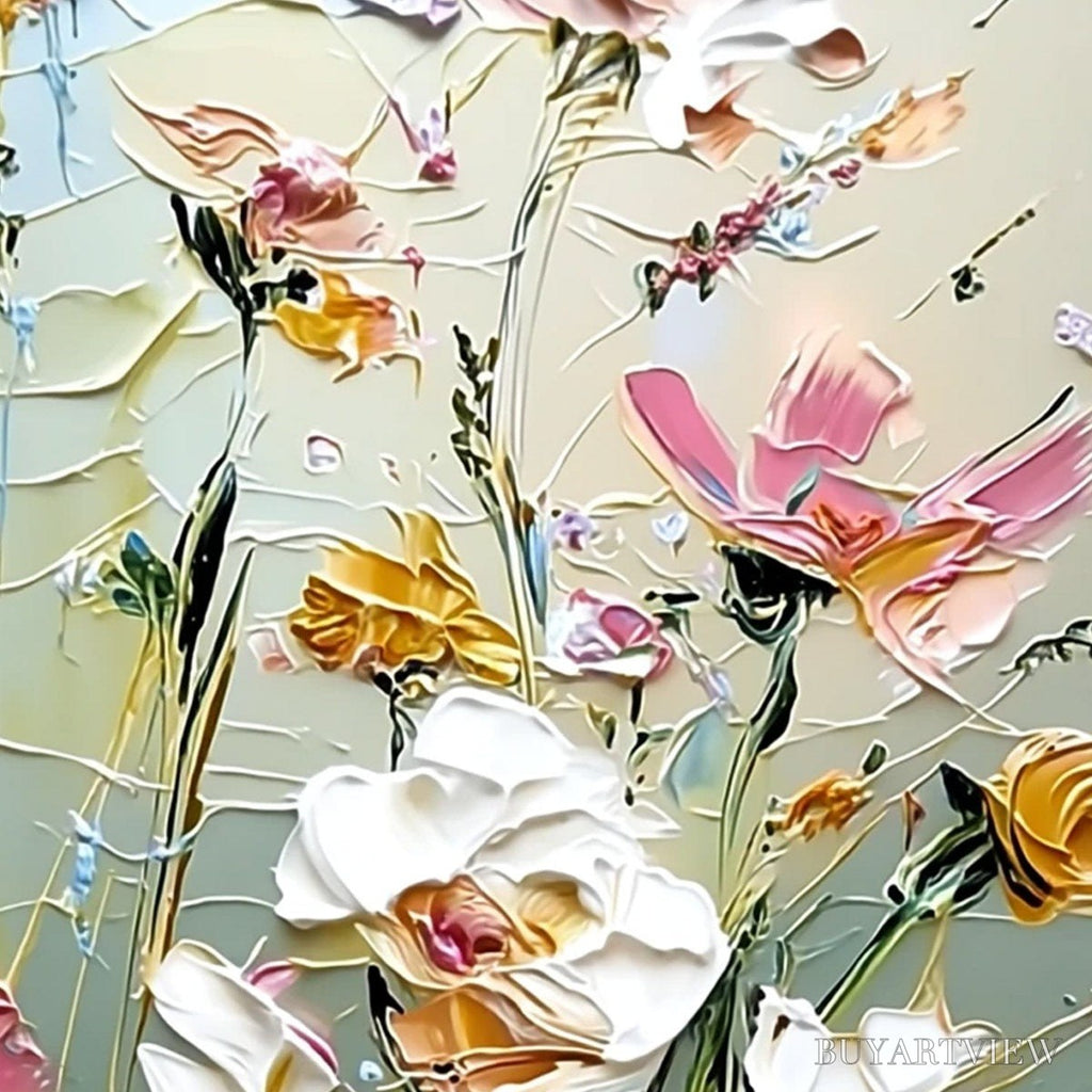 ARTOVITAS Garden Whispers – Vertical Palette Knife Floral Impasto - image 3