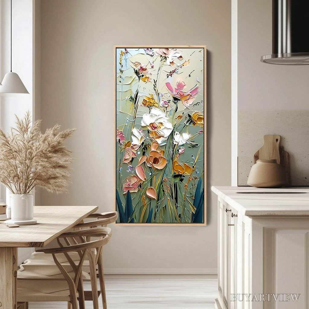ARTOVITAS Garden Whispers – Vertical Palette Knife Floral Impasto - image 4