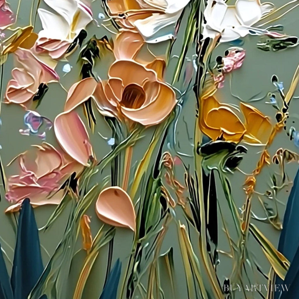 ARTOVITAS Garden Whispers – Vertical Palette Knife Floral Impasto - image 5