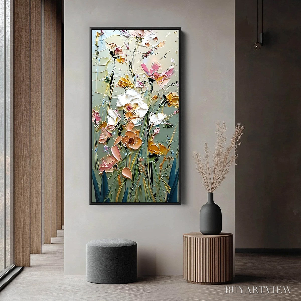 ARTOVITAS Garden Whispers – Vertical Palette Knife Floral Impasto - image 6