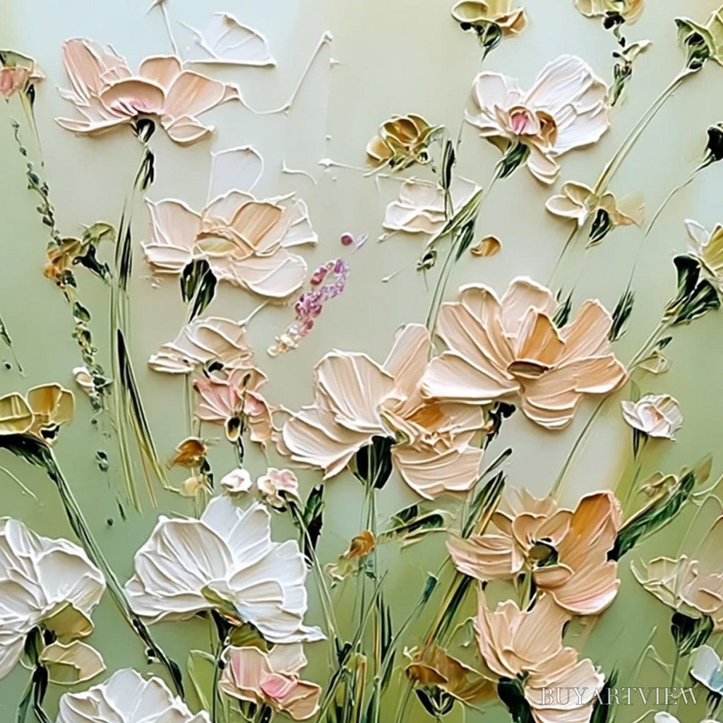 ARTOVITAS Spring'S Embrace – Vertical Impasto Wildflower Meadow Painting - image 3