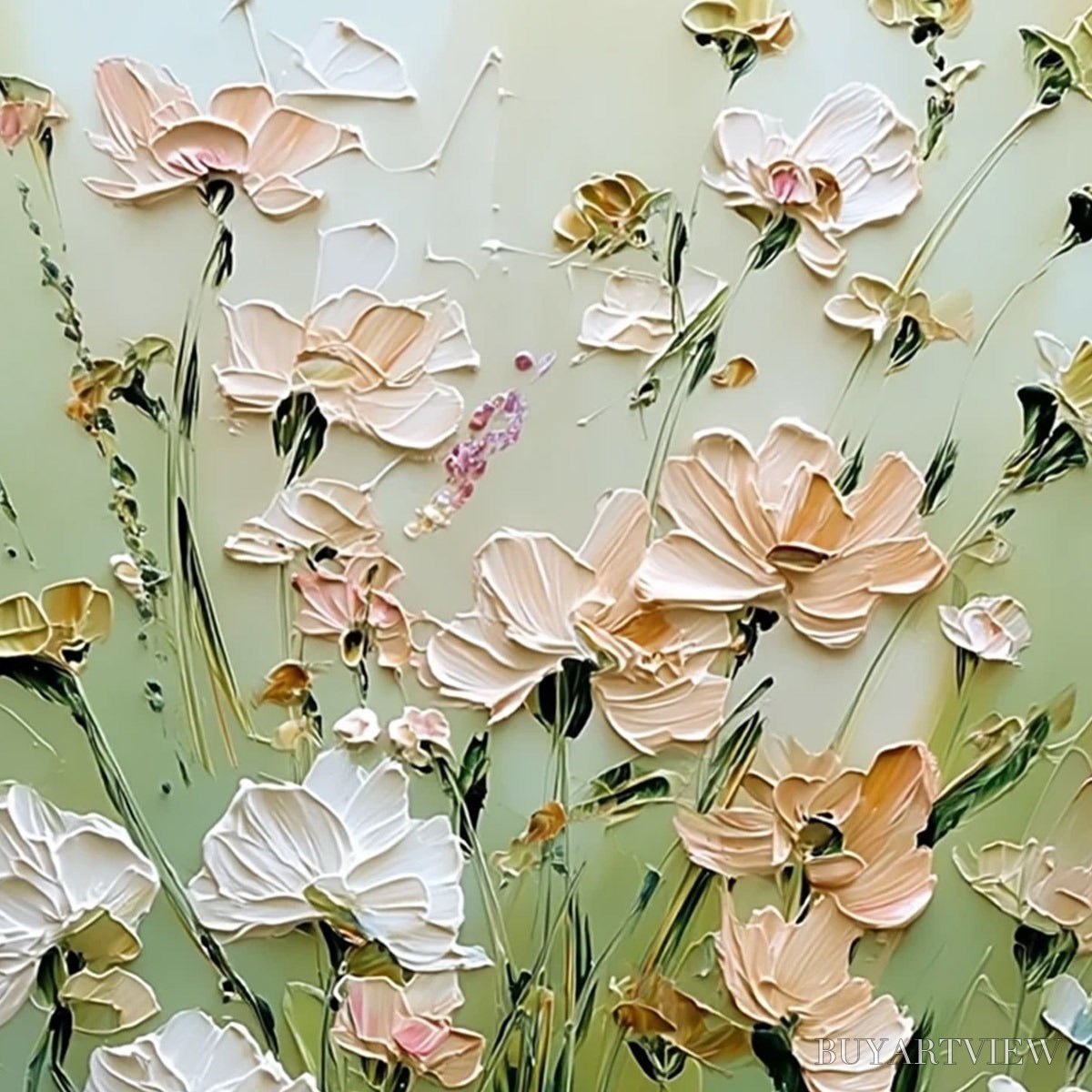 ARTOVITAS Spring'S Embrace – Vertical Impasto Wildflower Meadow Painting - image 3