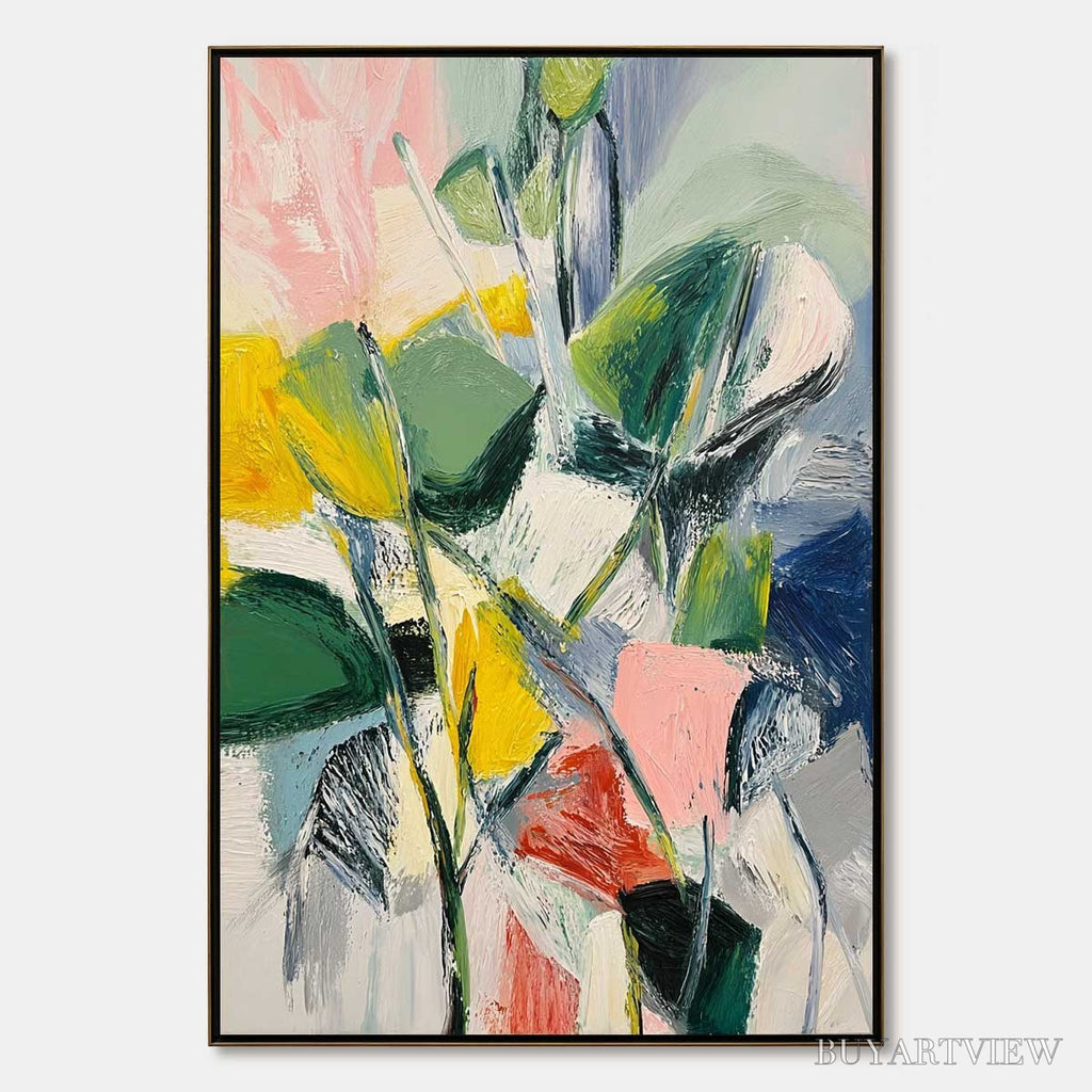ARTOVITAS Botanical Burst – Colorful Abstract Botanical Textured Oil Painting - image 1