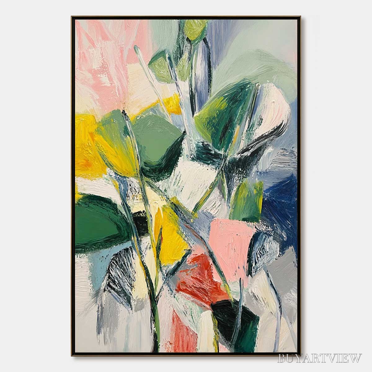 ARTOVITAS Botanical Burst – Colorful Abstract Botanical Textured Oil Painting - image 1