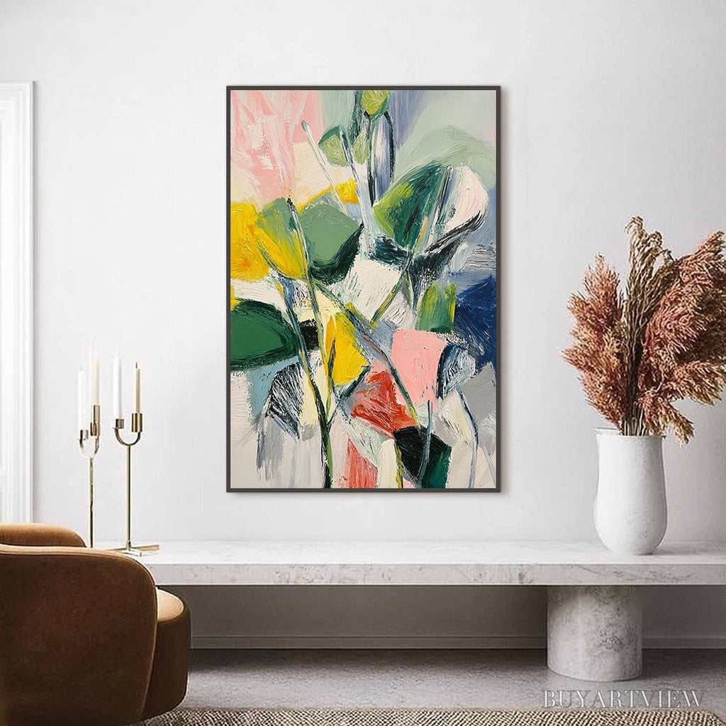ARTOVITAS Botanical Burst – Colorful Abstract Botanical Textured Oil Painting - image 2