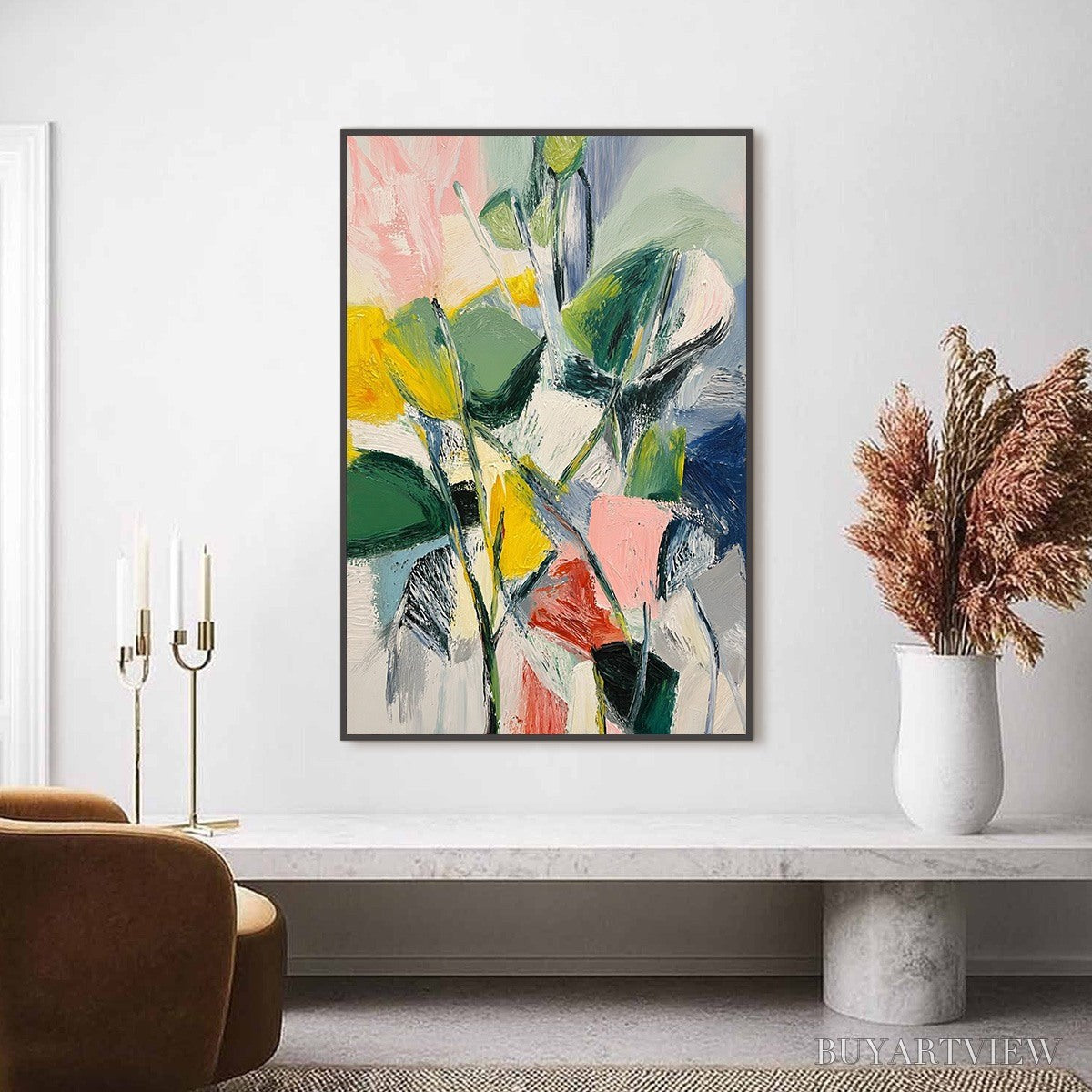 ARTOVITAS Botanical Burst – Colorful Abstract Botanical Textured Oil Painting - image 2