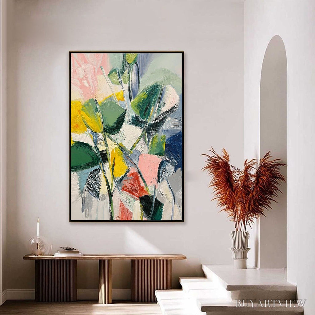 ARTOVITAS Botanical Burst – Colorful Abstract Botanical Textured Oil Painting - image 4