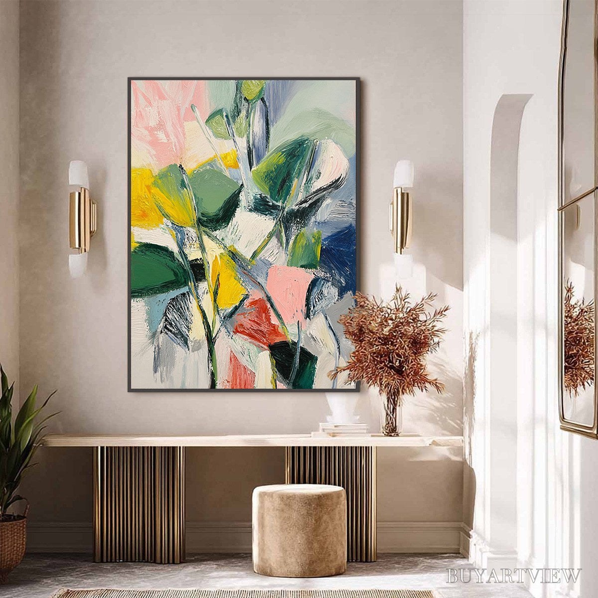 ARTOVITAS Botanical Burst – Colorful Abstract Botanical Textured Oil Painting - image 6