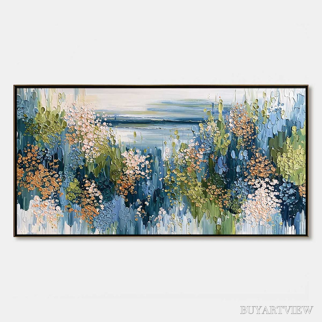 ARTOVITAS Coastal Bloom – Textured Impasto Painting Floral Coastline - image 1