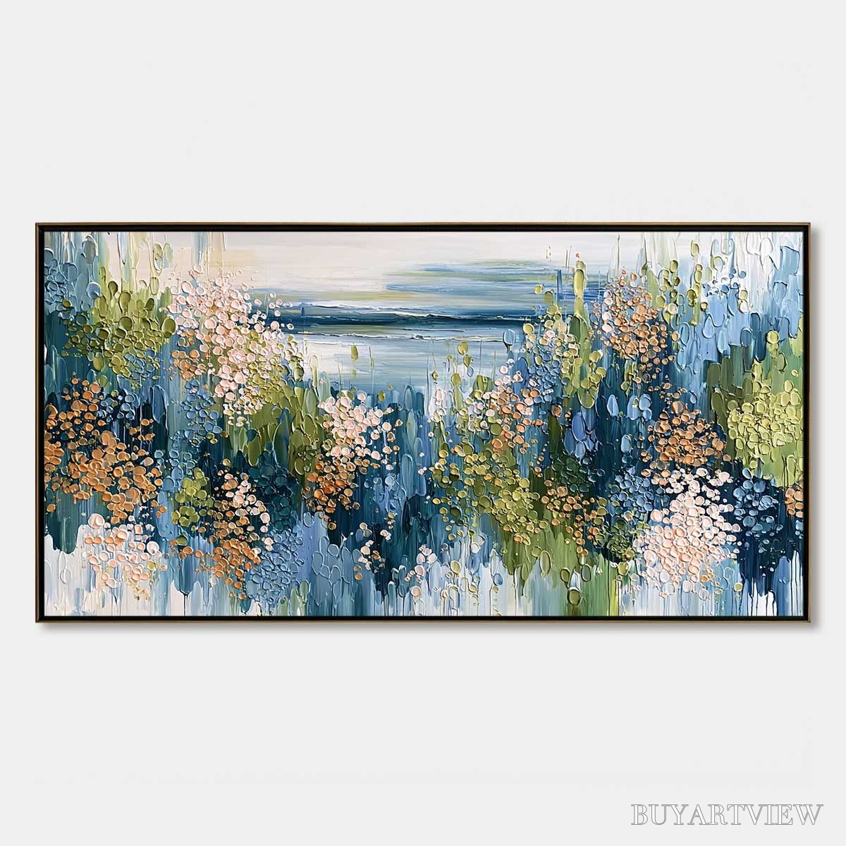 ARTOVITAS Coastal Bloom – Textured Impasto Painting Floral Coastline - image 1