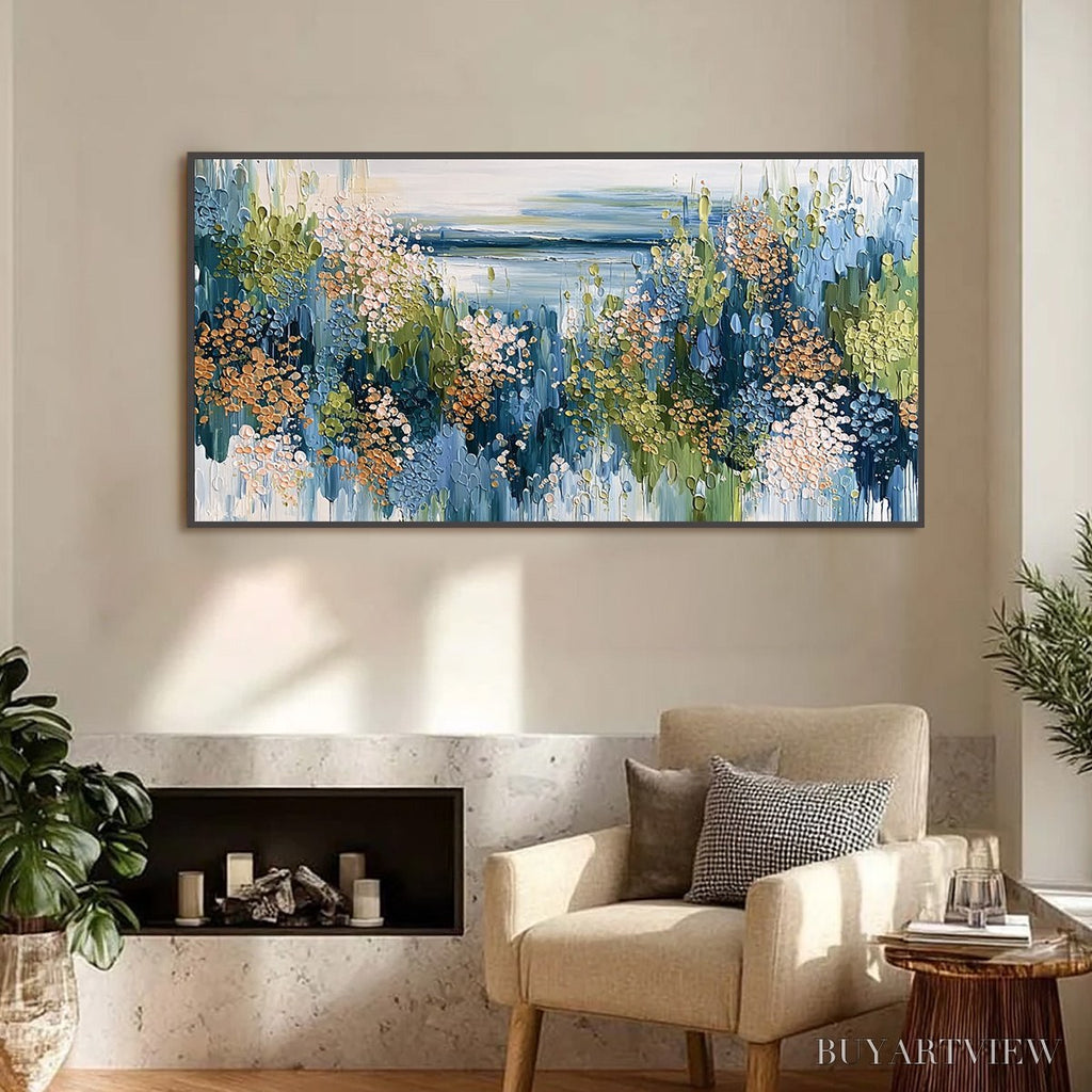ARTOVITAS Coastal Bloom – Textured Impasto Painting Floral Coastline - image 2