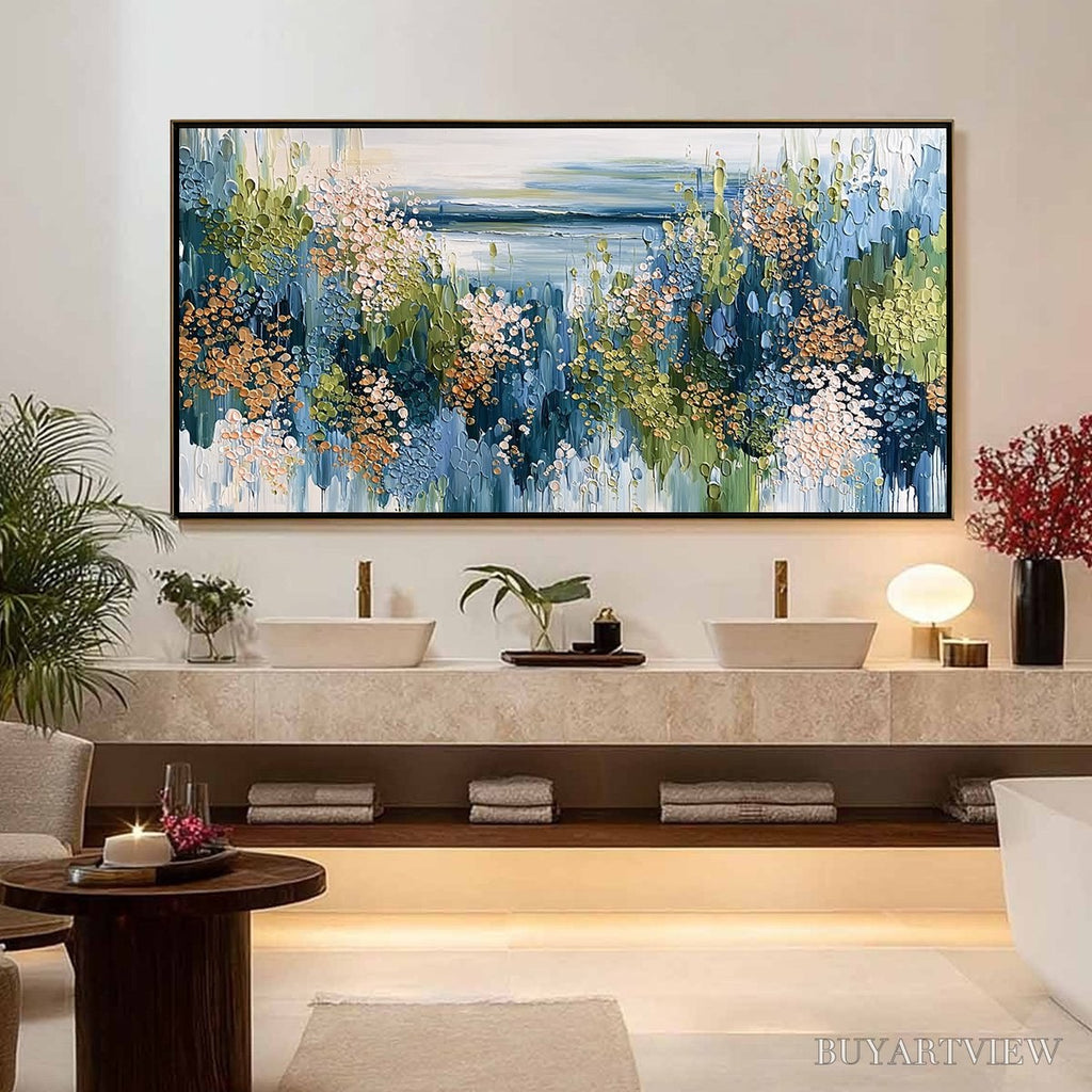 ARTOVITAS Coastal Bloom – Textured Impasto Painting Floral Coastline - image 4