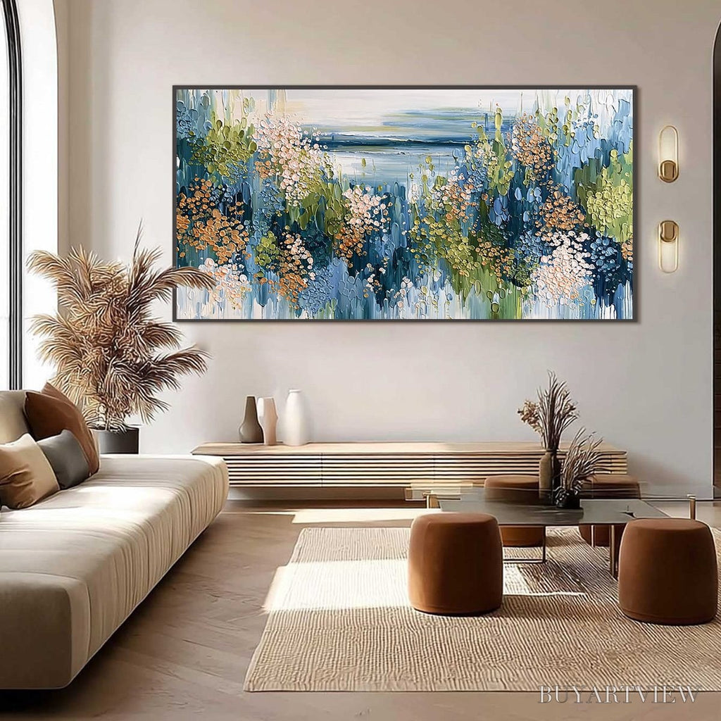 ARTOVITAS Coastal Bloom – Textured Impasto Painting Floral Coastline - image 6