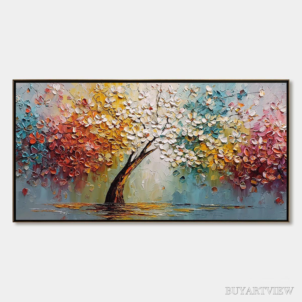 ARTOVITAS Eternal Blossom – Colorful Textured Palette Knife Tree of Life Painting - image 1
