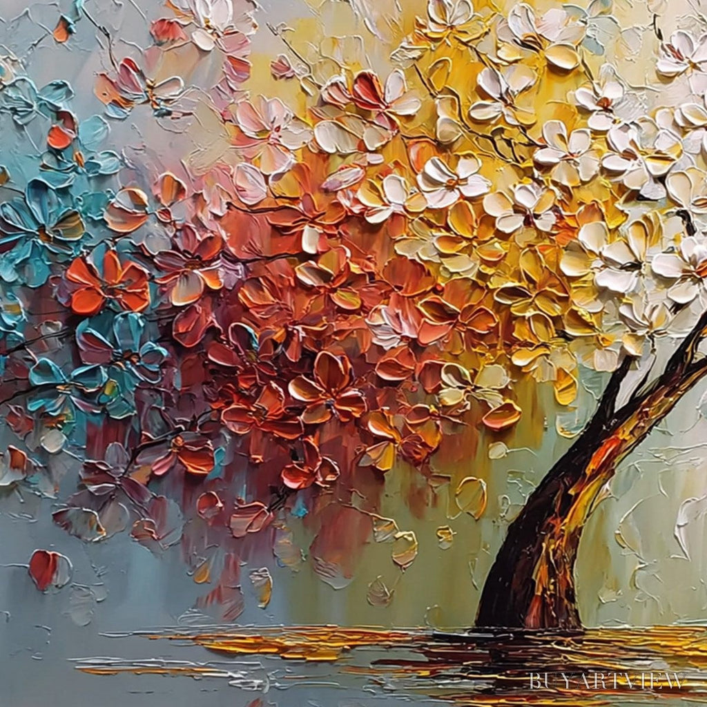 ARTOVITAS Eternal Blossom – Colorful Textured Palette Knife Tree of Life Painting - image 3