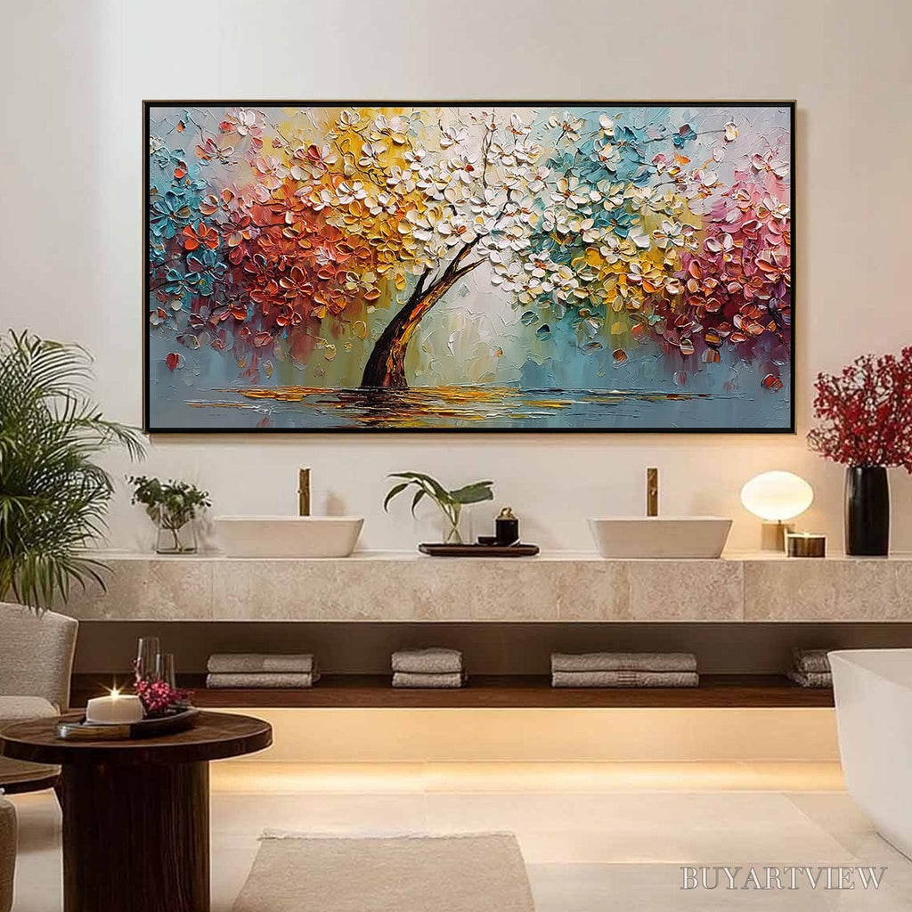 ARTOVITAS Eternal Blossom – Colorful Textured Palette Knife Tree of Life Painting - image 4