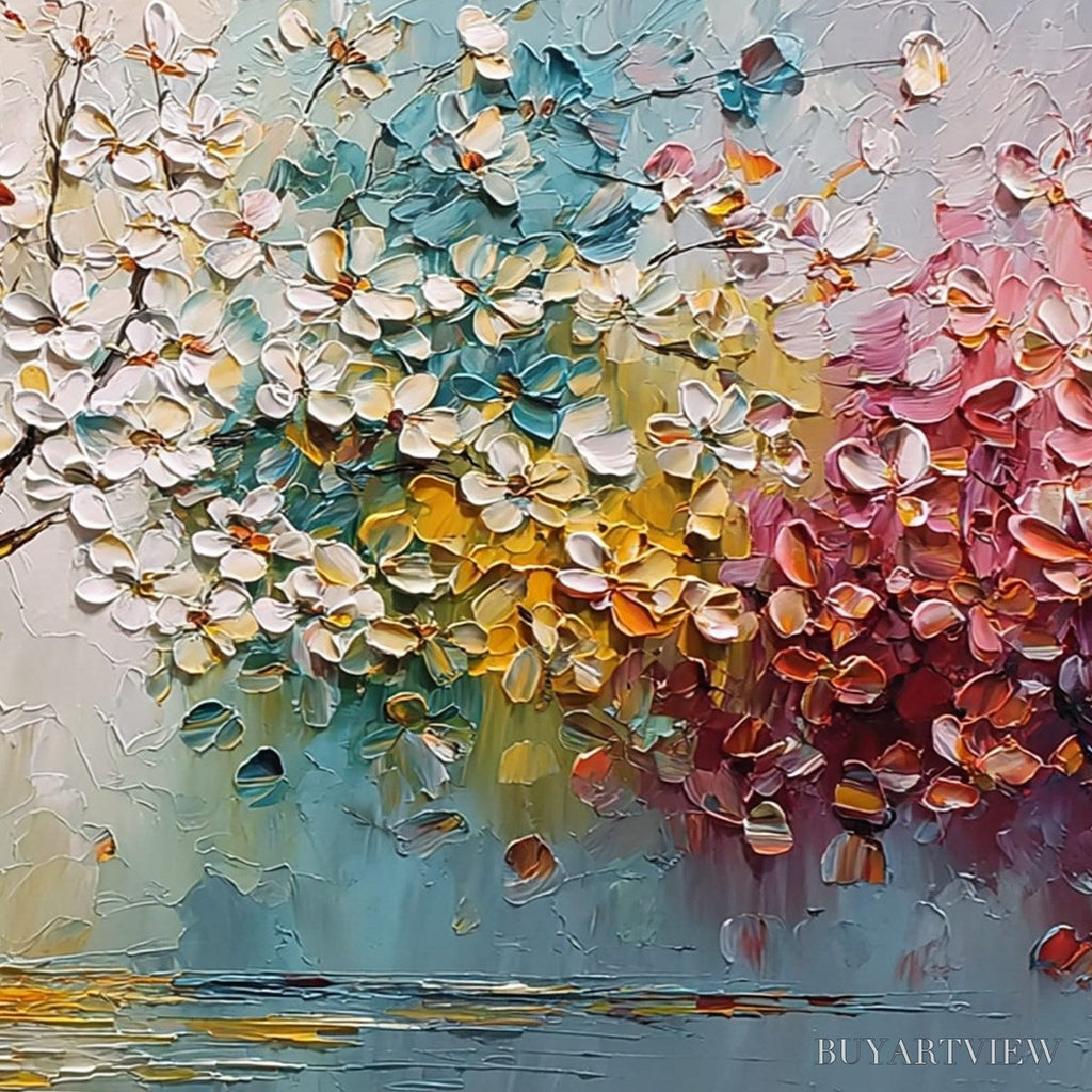 ARTOVITAS Eternal Blossom – Colorful Textured Palette Knife Tree of Life Painting - image 5