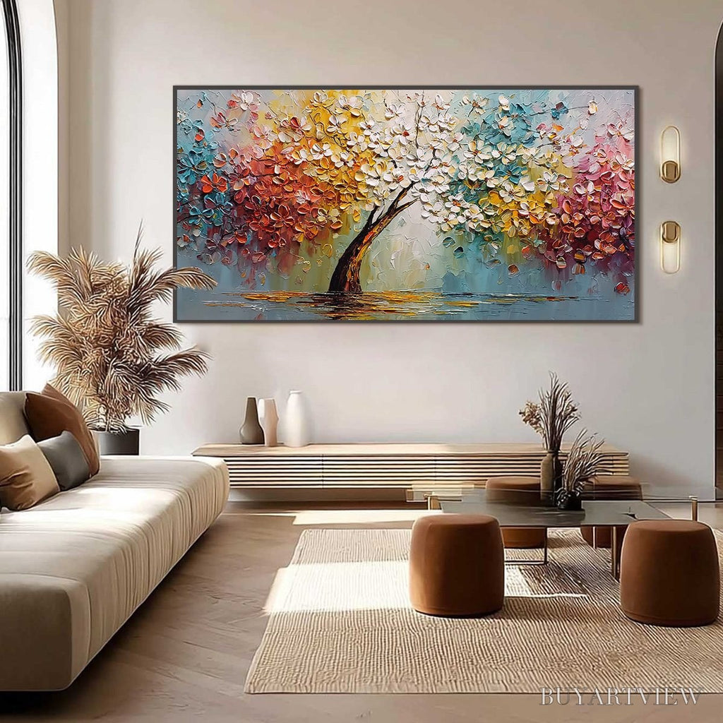 ARTOVITAS Eternal Blossom – Colorful Textured Palette Knife Tree of Life Painting - image 6