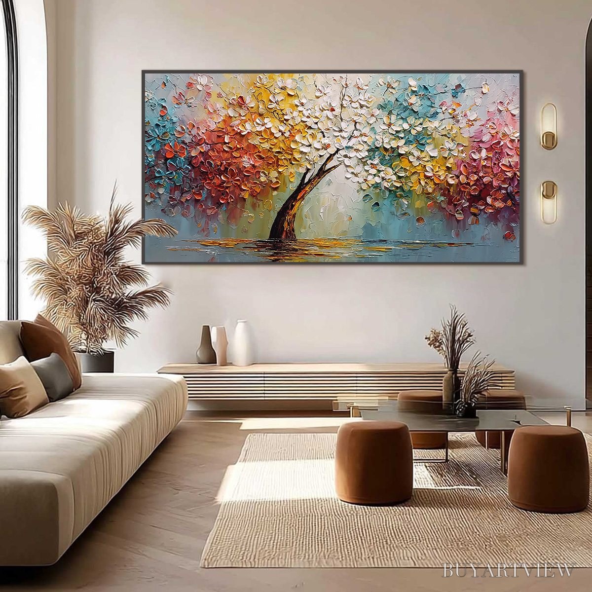 ARTOVITAS Eternal Blossom – Colorful Textured Palette Knife Tree of Life Painting - image 6